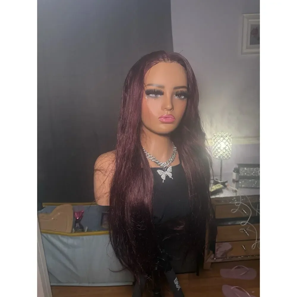 13x4 Wine Burgundy Human Hair Lace Front Wig